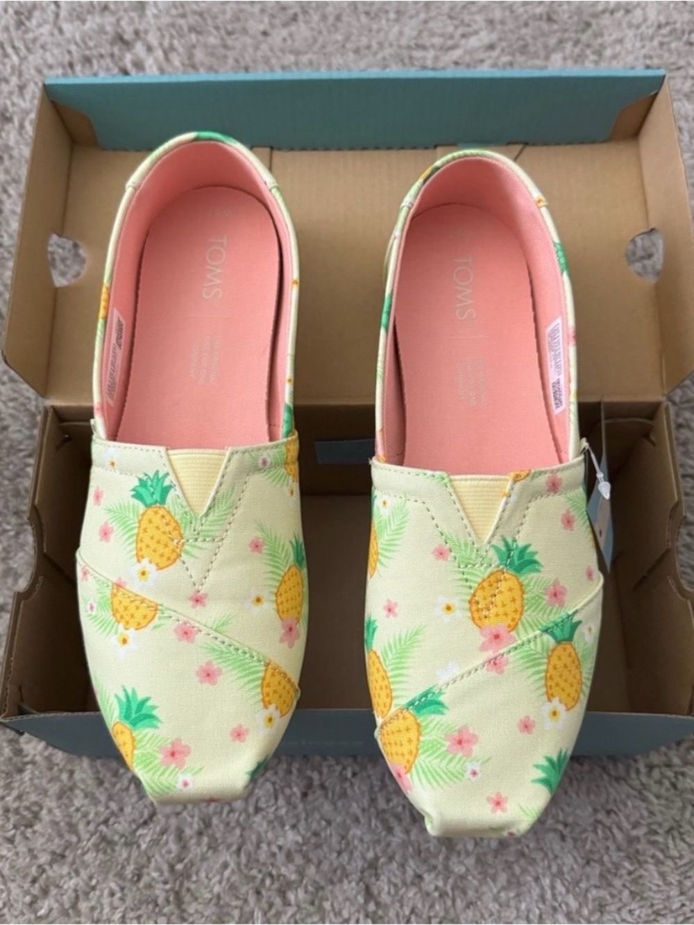 TOMS 💅 Pineapple Paradise Alpargata Canvas Slip On Shoes Size 8.5 10 NEW - Picture 4 of 8